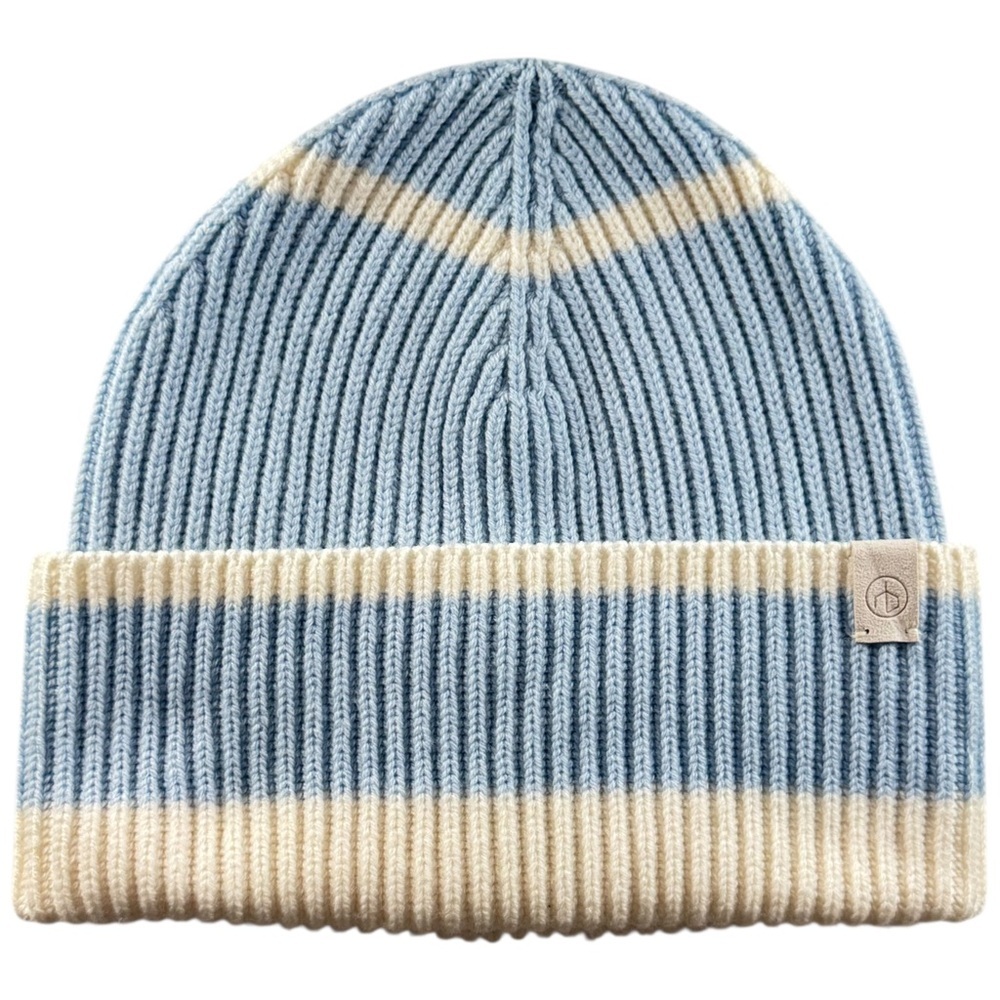 Rag & Bone Addison Striped Wool Beanie Light Blue Cream